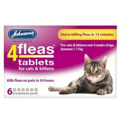 Image of (3 Pack) Johnsons Vet 4 Fleas Cat Flea Tablets 6 Tab
