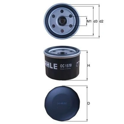 Image of 1651084M00, 1651084M00000, 1651084MA0, 1651084MA0000 Oil Filter MAHLE ORIGINAL OC 1570 3/4 16UNF 2B Spin on SUZUKI: SWIFT 5, Celerio, Ignis III