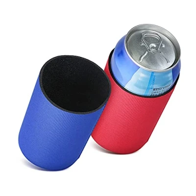 Image of kwmobile Set of 2 Neoprene Can Coolers Compatible with 330ml / 355ml Keep Beer Soda Soft Drinks Cool Red/Dark Blue