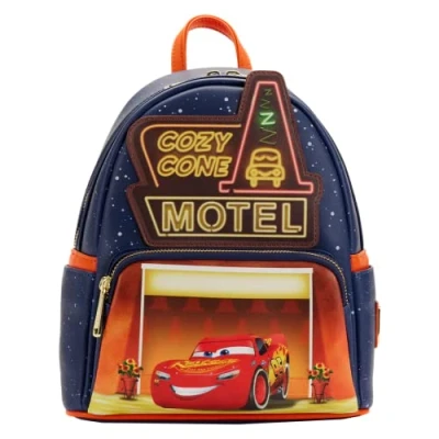 Image of Loungefly Disney Pixar Moments Cars Cozy Cone Womens Double Strap Shoulder Bag Purse, Multi, One Size, Mini Backpack