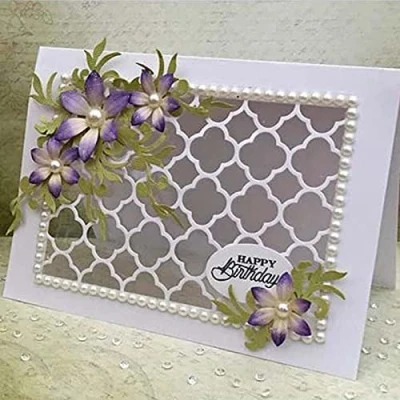 Image of Cutting Dies for Card Making, YunTrip Grid Frame Background Metal Die Cuts Stencil DIY Scrapbooking Album Embossing Photo Crafts Paper Cards Decorative Craft