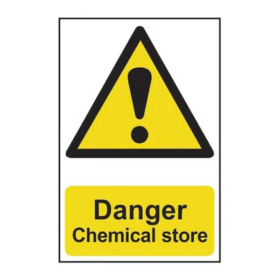 Image of Danger Chemical Store Sign Hazard Warning Health &amp; Safety Self Adhesive PVC 200mm x 300mm