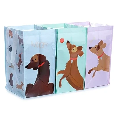 Image of Puckator 3 Pack Laundry Storage Bags from Rec&#039; Plastic Bottles Catch Patch Dog Washing Basket Large Room Accessories for Men Big Clothes Bin