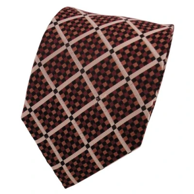 Image of TigerTie Designer silk tie brown copper black squared necktie