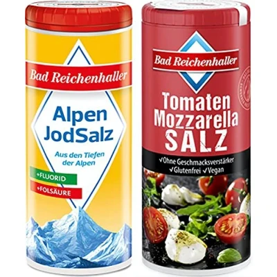 Image of Tomato Mozzarella Salt with Iodine and Folic Acid 90 g + Iodized Table Fluoride 125 g, Bad Reichenhaller / Germany