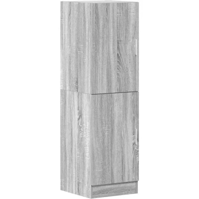 Image of vidaXL Kitchen Cabinet Grey Sonoma Engineered Wood 38x41.5x131.5 cm Modern Storage Unit for Home, Restaurant, Hotel Adjustable Doors