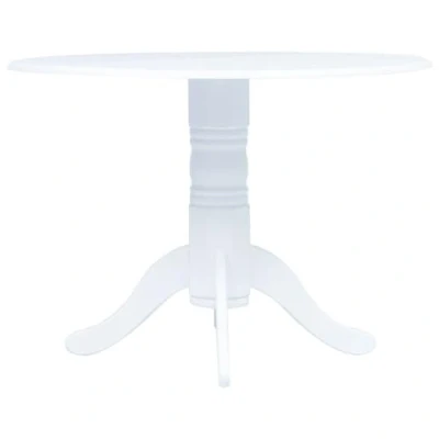 Image of vidaXL Retro White Round Dining Table Scandinavian Solid Rubberwood Frame &amp; MDF Top, 106 cm Diameter, Kitchen for Room
