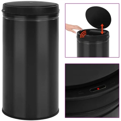 Image of vidaXL Automatic Sensor Dustbin 60 L Carbon Steel Black