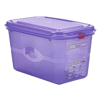 Image of Genware NEV 12420AL Allergen Storage Container, GN 1/4, 150 mm Deep, 4.3 L (Pack of 6)