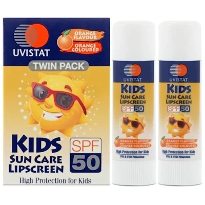 Image of Uvistat Kids Sun Care Lipscreen SPF50 Moisturising Lip Balm for Prevent Dry and Chapped Lips 2 Tubes
