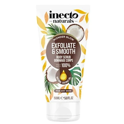 Image of INECTO Revitalising Coconut Body Scrub 150ml, 100% Natural Nourishing Skin Exfoliating Scrub, Rich in Minerals for All Types, Enriched with Oil
