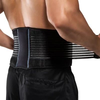Image of BraceUP Back Support Belt for Men and Women Breathable Waist Lumbar Lower Brace Sciatica, Herniated Disc, Scoliosis Pain Relief, with Dual Adjustable Straps (S/M 70 90 cm)