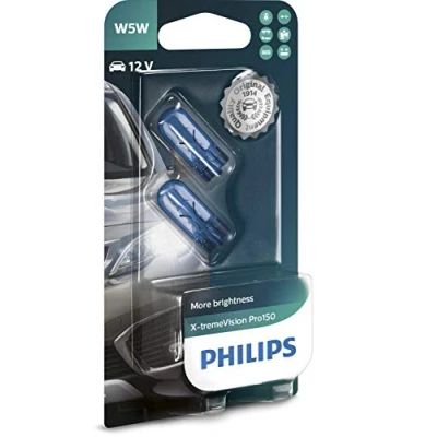 Image of 00000W5W Light Bulbs PHILIPS 12961XVPB2 12V 5W W5W, Wedge Base Lamp MERCEDES BENZ: C Class Saloon, NISSAN: Qashqai / Qashqai+2 I