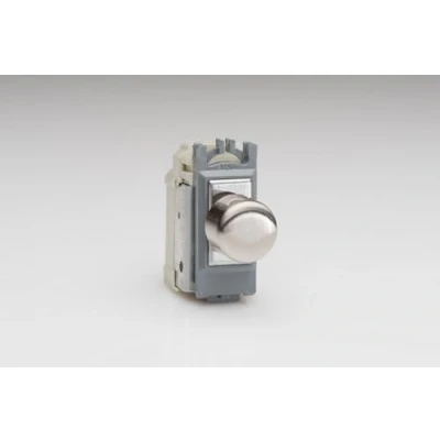Image of Varilight 2 Way V Pro Push On/Off Rotary LED Dimmer 0 300W (1 Grid Space) Steel