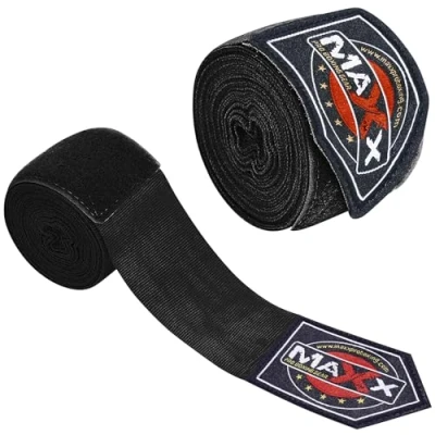 Image of MAXX Boxing Wraps Bandages Hand Mma Inner Gloves Muay Thai Fist Wrist Elasticated 4.5 M NW (Black)