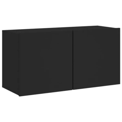 Image of vidaXL Wall Mounted TV Cabinet in Black Engineered Wood Media Unit with Ample Storage Space