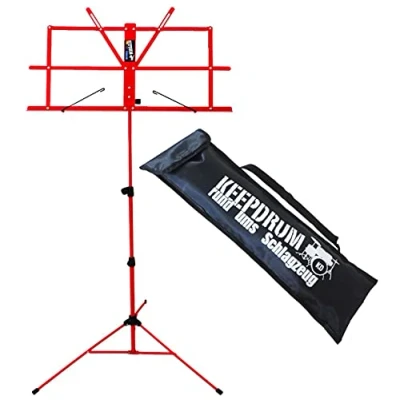 Image of Keepdrum MUS2 RD Music Stand Red Easy to Assemble Childproof with Case