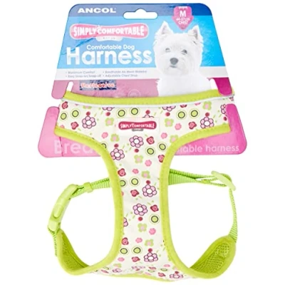 Image of Ancol Lime Flowers Comfortable and breathable Dog Harness Medium 44 57 cm