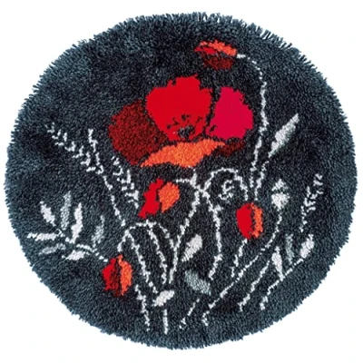 Image of Vervaco Latch Hook Rug Set Outlined, Cotton Acrylic, Multicoloured, Diam. 55cm