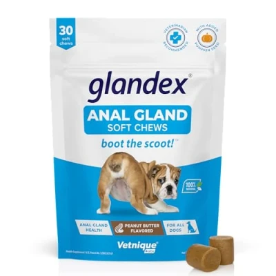 Image of Glandex Fibre Supplements Dog Soft Chews with Pumpkin for Dogs, Digestive Enzyme &amp; Probiotic Vet Recommended to Boot the Scoot (30ct Chew)