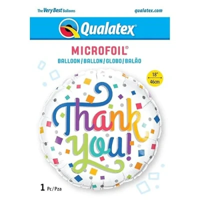 Image of Qualatex 26798 Thank You Colourful Confetti 18&quot; Round Shaped Foil Balloon