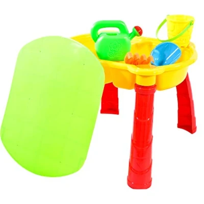 Image of KandyToys Sand and Water Table with Lid Accessories Kids Outdoor Play Garden Sandpit