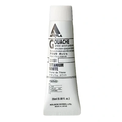 Image of Holbein acrylic La gouache Titanium White D151 20ml (6 Nos.)