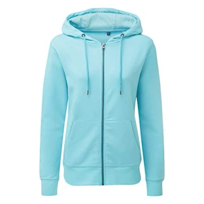 Image of Asquith &amp; Fox Women&#039;s Zip Through Organic Hoodie Blue Medium