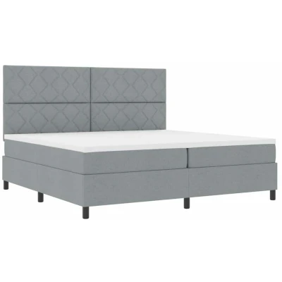 Image of vidaXL Box Spring Bed with Mattress &amp; LED Light Grey 200x200 cm Fabric