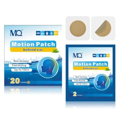 Image of Motion Sickness Patches, 20 Count Travel Patches Non Drowsy, Cruise Ship Essentials, Fast Acting &amp; Long Lasting 72H, Medium Color