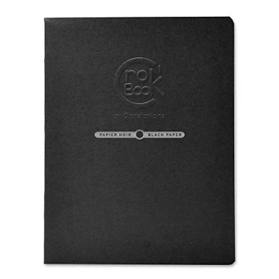 Image of Clairefontaine Ref 60315C Crok&#039;Book Portrait Staplebound Sketchbook 17 x 22cm, 120gsm Paper, Acid Free, pH Neutral, 20 Black Sheets Cover