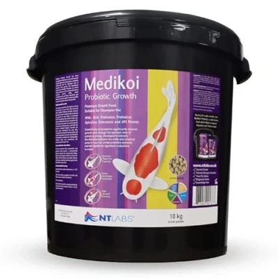 Image of NT Labs Medikoi Probiotic Growth, Complete Feed For All Pond Fish, Ideal Late Spring and Summer Feeding, High Protein Fish Feed, Maintains Immune System, Koi Food (10 kg)(6 mm)