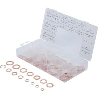 Image of BGS 8144 Seal Ring Assortment Copper Inch Sizes for Oil Drain Plugs 75 pcs.
