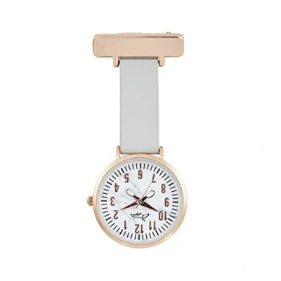 Image of Annie Apple Designer Tan Leather Strap White Gold Dial Scissor Hands Nurses Nurse Beautician Hairdresser Fob Pocket Watch AA37