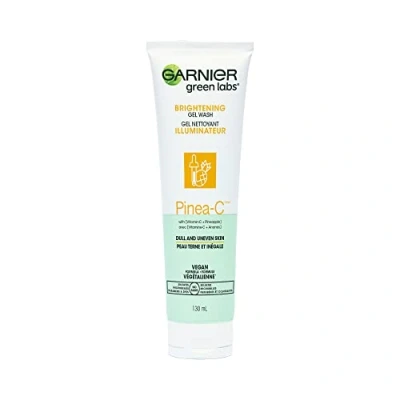 Image of Garnier SkinActive Green Labs Brightening Gel Washable Cleanser with Vitamin C and for Dull Uneven Skin 4.4 Packaging May Vary, Pinea C, Pineapple, 130 ml