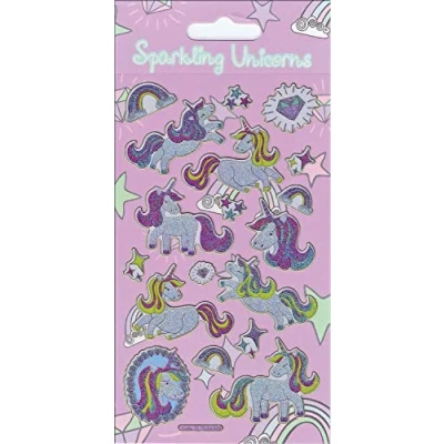 Image of Unicorns Sparkly Reusable Stickers Perfect for Craft Activities Children and Adults on Non Porous Surfaces