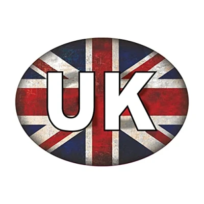 Image of Landing Designs UK Car Stickers Union Jack Grunge Oval Self Adhesive Vinyl Car, Van, Lorry