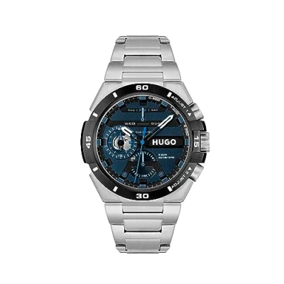 Image of HUGO Analogue Multifunction Quartz Watch for Men #Wild Collection with Silver Stainless Steel Bracelet 1530337