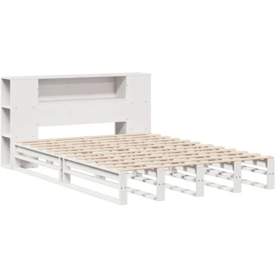 Image of Bookcase Bed without Mattress White 135x190 cm Double Solid Wood Vidaxl