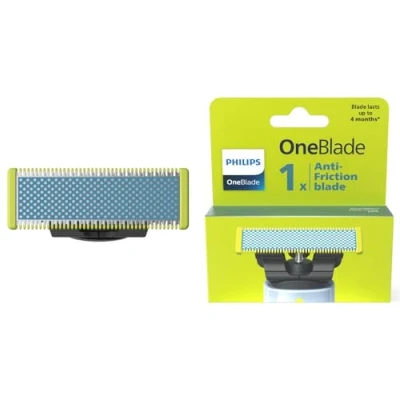 Image of Philips OneBlade Authentic Anti Friction Replacement Blade for Hybrid Electric Shaver and Trimmer. Trim, Edge Shave with Durable Stainless Steel, 1x pack (4 Month Supply), Model QP215/50