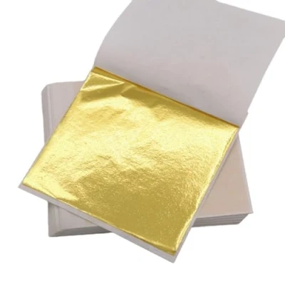 Image of ILantule Gold Leaf Sheets, 100 Pieces Foil, Leaf, Ideal for Gilding, Crafts, Art Projects and Decorations, 8cm x 8.5cm