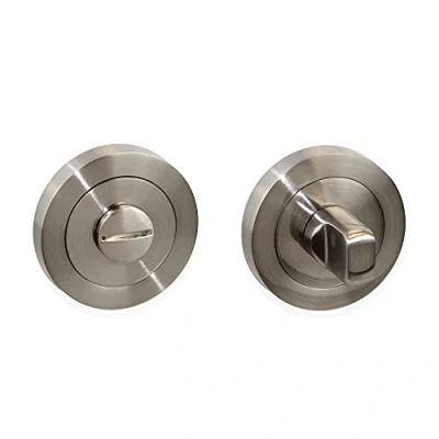 Image of Emuca Internal Door Turn and Release, Set of 5 Thumb Sliding Doors Lock with D.50 mm (1,96 inch) Rose, zamak, Satin Nickel