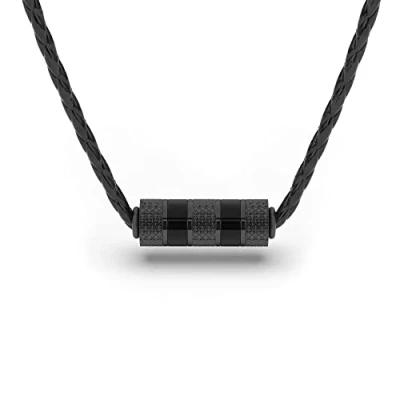 Image of SERASAR Leather Necklace Men&#039;s with Stainless Steel Pendant 50cm Black Cord Jewellery Box Genuine Gift for Men Gothic Emo Devil Satan