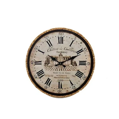 Image of Melody Jane Dolls House French Cork Wall Clock1:12 Scale Miniature Accessory