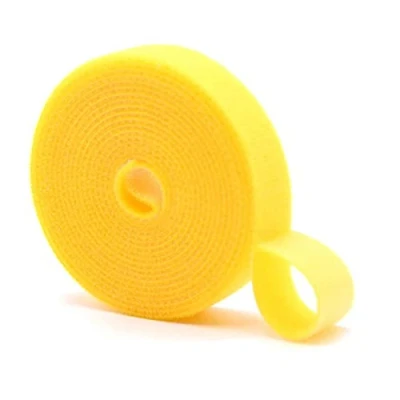 Image of 5m Fastening Tape Hook and Loop Straps Cable Ties for Management, 1cm Wide, Yellow