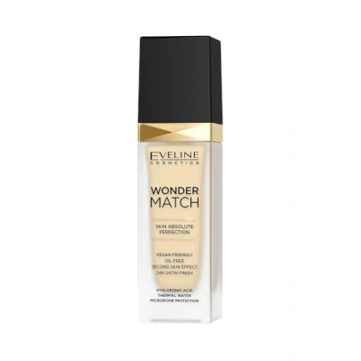 Image of Eveline Cosmetics Wonder Match Luxury Adaptive Foundation No 01 Ivory, Lightweight Oil Free Formula with Thermal Water &amp; Hyaluronic Acid, 30ml