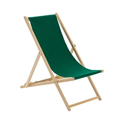 Image of Green Folding Wooden Deck Chair By Harbour Housewares