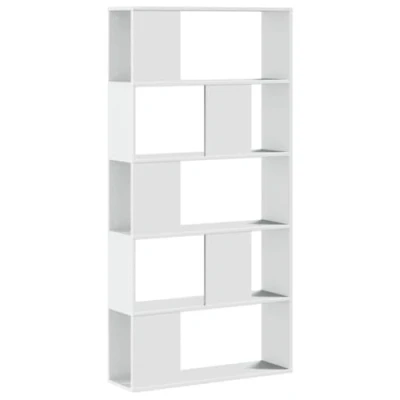 Image of vidaXL Bookcase 5 Tier Bookshelf Storage Shelf White Engineered Wood 80.5x23.5x162.5 cm Freestanding Book Rack for Living Room/Office