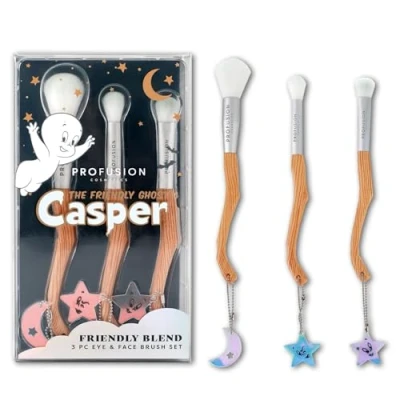 Image of Profusion Cosmetics Casper the Friendly Ghost 3 Piece Eye and Face Brush Set for Flawless Makeup, Achieve Adorable Look with Essentials Elegance