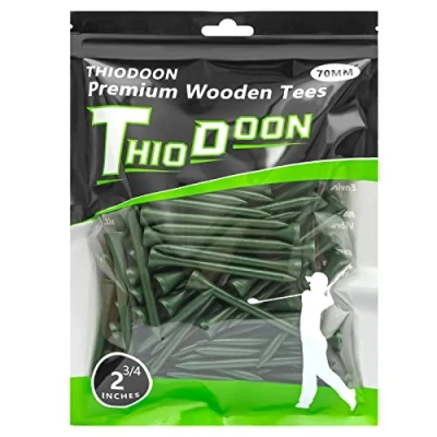 Image of THIODOON Golf Tees 70mm Less Friction Wooden Training for Golfer Professional Natural Wood Bulk 100 Count Golfing Green